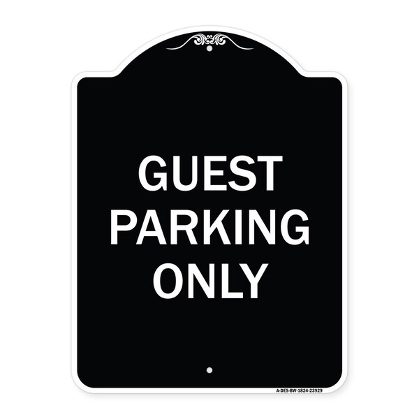 Signmission Guest Parking Only Heavy-Gauge Aluminum Architectural Sign, 24" x 18", BW-1824-23929 A-DES-BW-1824-23929 - main